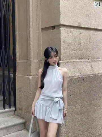 홀터넥 미니 원피스