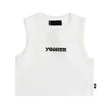 YOUHEE 화이트 슬리브리스 탑