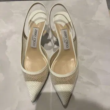JIMMY CHOO 화이트 메쉬 하이힐