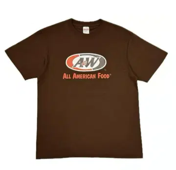 A&W 에이 앤 더블유 로고 티셔츠 브라운 오키나와