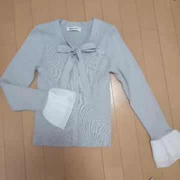 Misch Masch 보타이 리본 포함 민트 그린 리브 니트