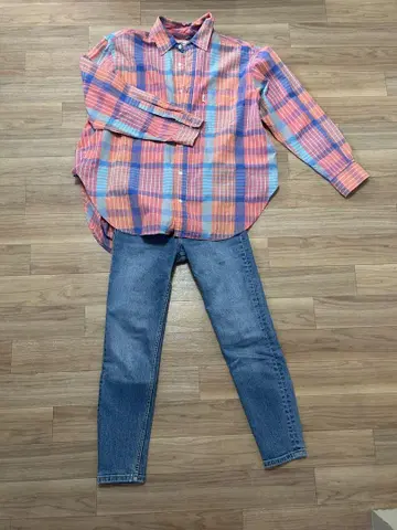 체크 무늬 코튼 셔츠
