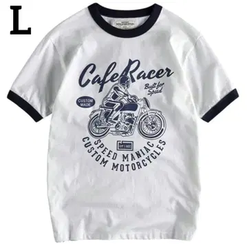 Cafe Racer 링거 티셔츠 화이트 블랙 남성용