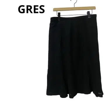 GRES 그레 블랙 플레어 미디 스커트