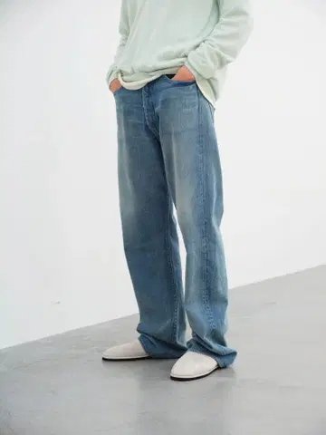 25 셀비지 펄드 라이트 데님 와이드 팬츠