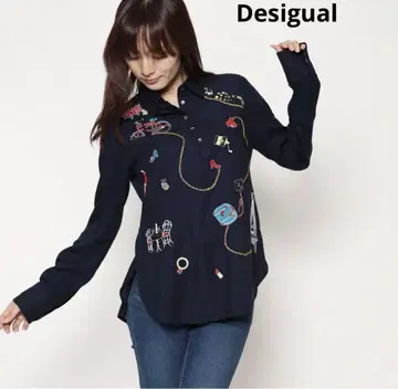 Desigual (데시구알) 자수 장식 풀오버 셔츠