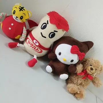 봉제 인형 4개 호비(시마지로) 오키아리가리/야쿠르트맨/헬로키티/베어