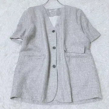노카라 자켓 F 사이즈 그레이 아우터 포켓 오피스 캐주얼