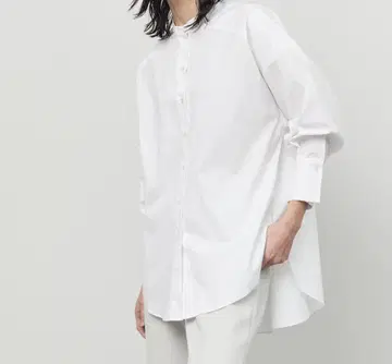 소주 밴드 카라 롱 셔츠 화이트 세탁 가능
