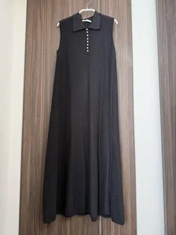 아나이 펄 버튼 와시 턱 카노코 원피스 블랙
