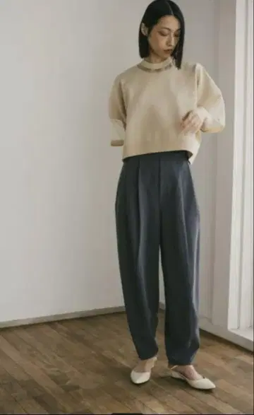 콤비네이션 시어 니트 탑