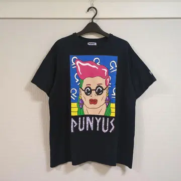 PUNYUS 와타나베 나오미 프린트 그래픽 반팔 티셔츠 블랙 사이즈 3