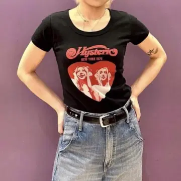 Hysteric Glamour 하트 프린트 로고 티셔츠