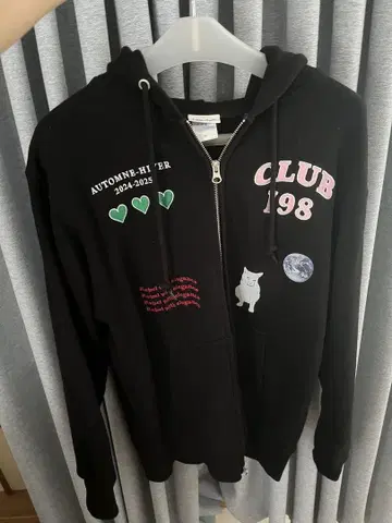 198클럽 지퍼 후드 집업 블랙 M