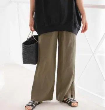 JOURNAL STANDARD relume 슬릿 이지 팬츠 린넨 100