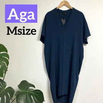 미사용 새상품 Aga 네이비 V넥 반팔 원피스 M 사이즈
