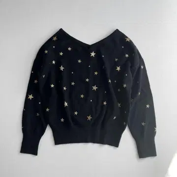 아메리 TWINKLE STAR KNIT TOP 별 패턴 긴팔 니트 블랙