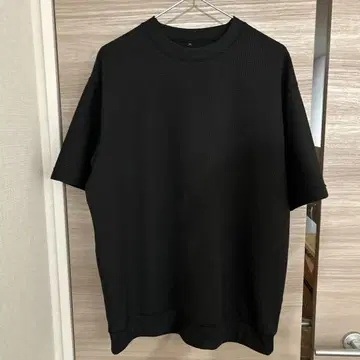 MUJI 신사 UV 차단 속건성 와플 크루넥 반팔 티셔츠 블랙 XL