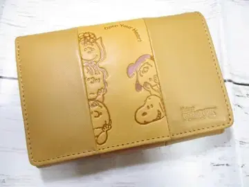 새상품 지갑 여성용 두겹 덮개 스누피 천연 가죽 Vintage C