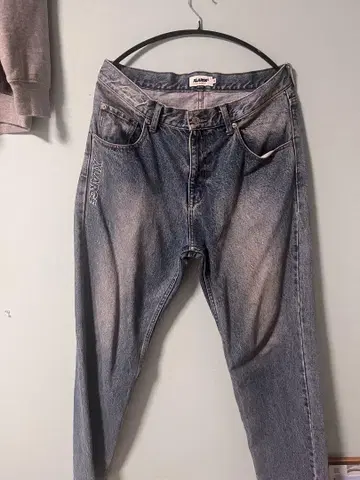 XLARGE 블루 데님 스트레이트 팬츠 사이즈, 32