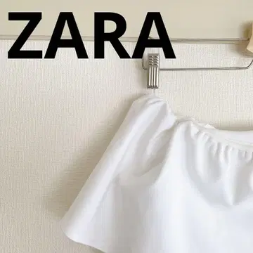 ZARA 자라 오프숄더 튜브탑 화이트 프릴 티셔츠 M
