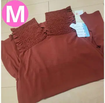 시마무라 새틴 셔링 원피스 밑단 플레어 오렌지 레드 M