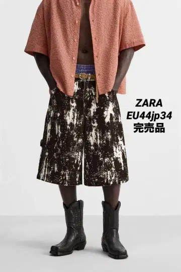 Zara 애니멀 프린트 데님 버뮤다 팬츠 EU44JP34 완판템