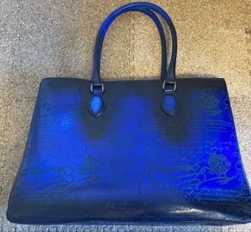 기무라 공방 kimura handmade 비즈니스 백 토트 파란색 로고