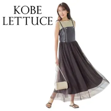 KOBE LETTUCE 슬리브리스 원피스 가죽 튤 미사용 새상품