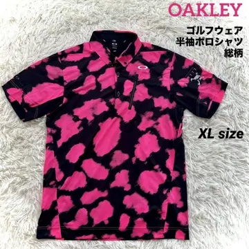 OAKLEY 오클리 골프웨어 반팔 피케 셔츠 올 패턴 블랙/핑크 XL