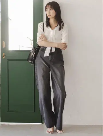 SNIDEL 와이드 데님 팬츠