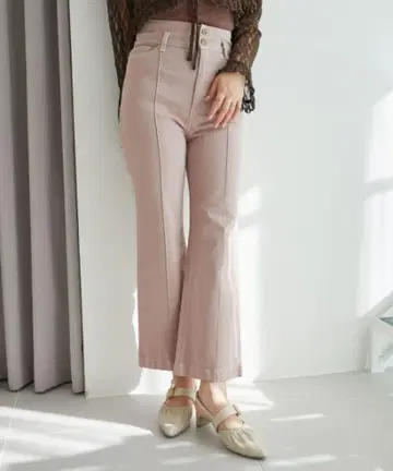마제스틱 레곤 슬림 레그 플레어 팬츠 핑크