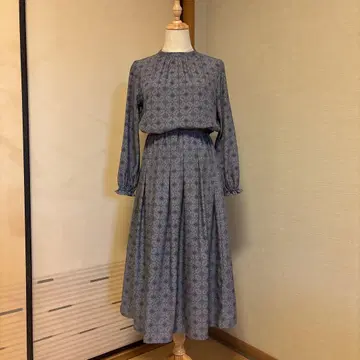 꽃무늬 코튼 셋업 (파란색)