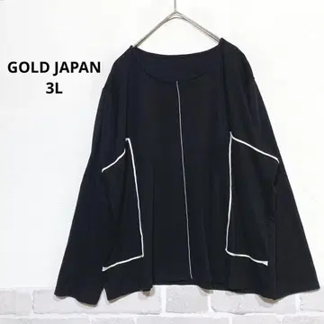 테이프 스티치 악센트 긴팔 상의 3L 블랙 티셔츠 i030