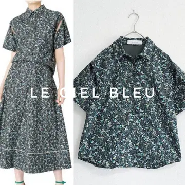 미사용 LE CIEL BLEU 플라워 프린트 셔츠 36 그린 계열