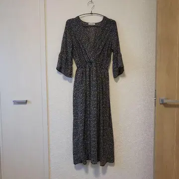 natural couture 꽃무늬 롱 원피스 반소매