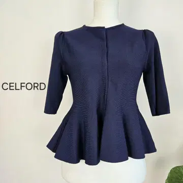CELFORD 셀포드 가디건 반팔 페플럼 38 네이비 M