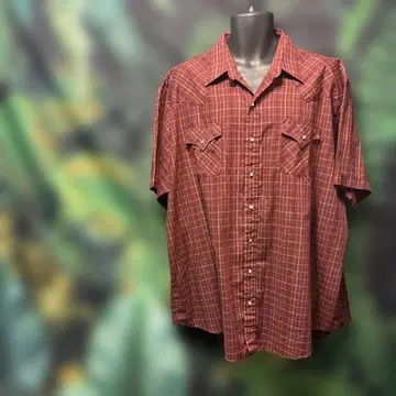 XXL TALL PLAINS 체크 웨스턴 셔츠 빈티지 구제 의류