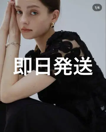 ORGUE 오르그 Flower tulle blouse Black