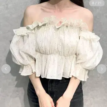 snidel 개더 오프 숄더 블라우스