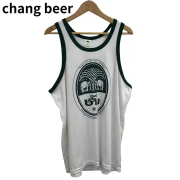 Chang Beer 탱크탑 링거 티셔츠 그린 로고 코튼