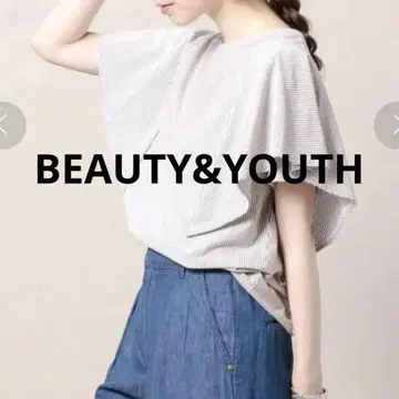 BEAUTY&YOUTH 풀오버 상의 스트라이프 반팔