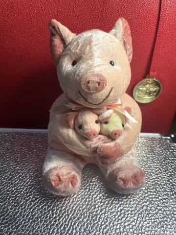 OHARA 돼지 부모와 자식 봉제 인형 쇼와 레트로