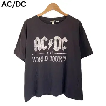 AC/DC 밴딩 티셔츠 락 여성용 반팔 프린트 빅 로고 둥근넥
