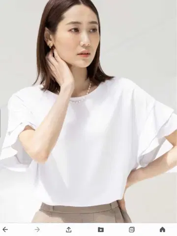 신상품 글로벌 워크 프릴 블라우스 냉감 화이트