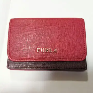 FURLA 가죽 카드 케이스 레드/브라운