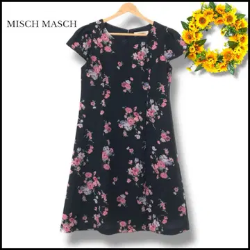 MISCH MASCH 원피스 캐주얼 엘레강트 반팔 무릎 기장 꽃무늬 M
