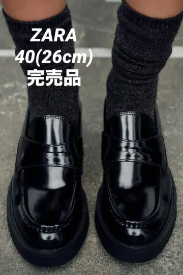 ZARA 자라 에나멜 가죽풍 페니 스트랩 로퍼 40 26cm