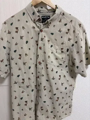 kavu 카부 올 패턴 셔츠 반팔 M 원시인 패턴
