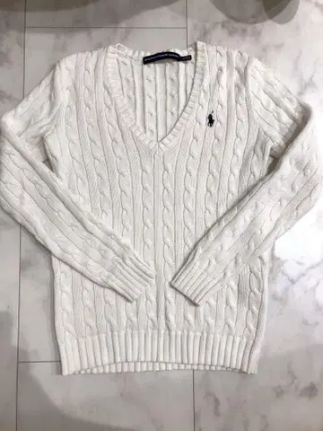 Ralph Lauren Sport 화이트 케이블 니트 스웨터